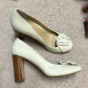 Cream block heels